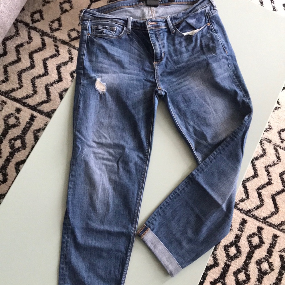 Black label lightly distressed denim